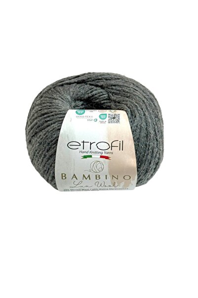 Etrofil Bambino Lux Gri Yumuşak Örgü İpi %60 Merino Yünü %40 Akrilik 50g 160m...