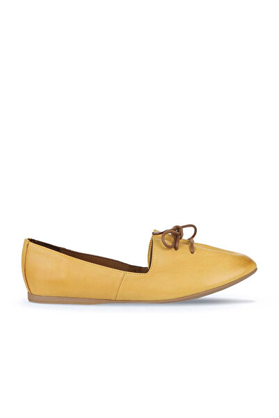 Bueno Shoes Balerini plati de damă din piele galbenă 01wl1237
