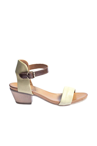 BUENO Pantofi din piele kaki, sandale cu toc pentru femei 01wj1802