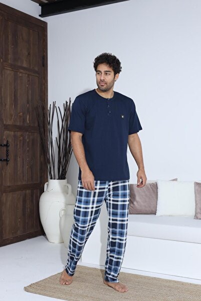 Pemilo Men's 70042 Short Sleeve Lapel Buttoned Pajama Set