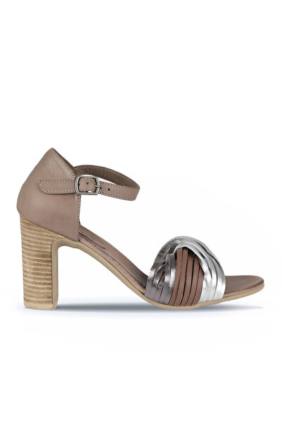 Bueno Shoes Sandale cu toc pentru femei din piele multi-coloră argintie 01wn4319