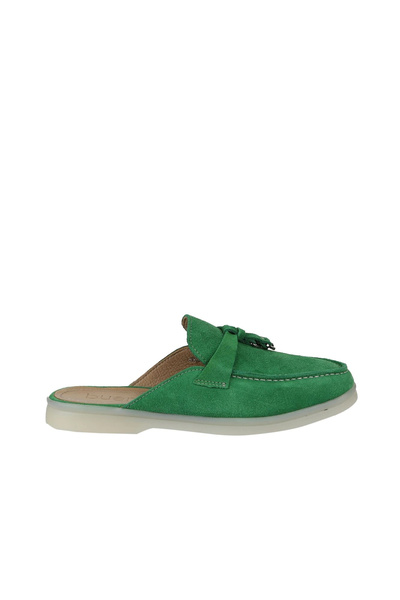 Bueno Shoes Γυναικείες φλατ παντόφλες Green Suede 05wt103
