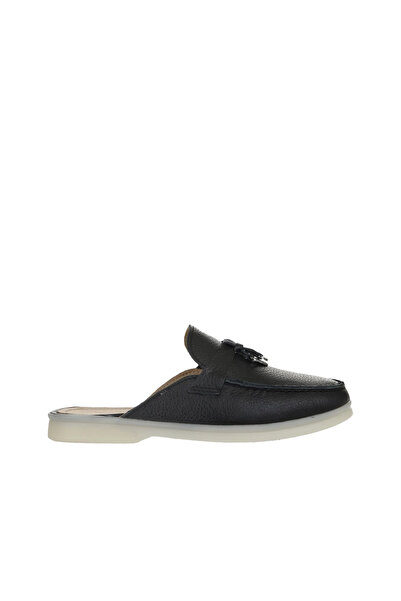 Bueno Shoes Μαύρες δερμάτινες γυναικείες φλατ παντόφλες Flotter 05wt103