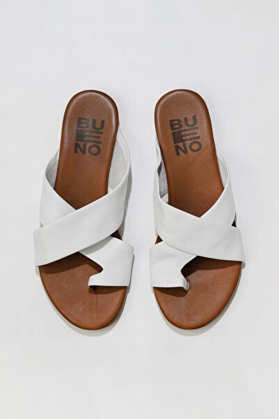 Bueno Shoes Flip-flops de damă din piele albă 01wu7428