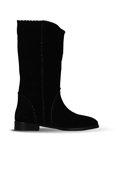 Bueno Shoes Black Suede Women's Flat Boots 30Wc25567