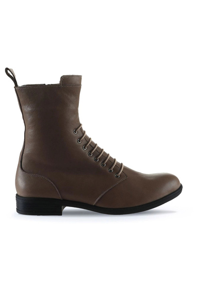 Bueno Shoes Cizme plate de damă din piele gri 01wt2603