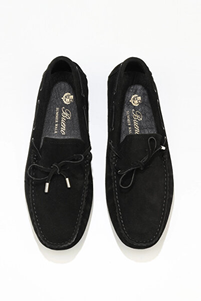 Bueno Shoes Pantofi casual pentru bărbați din piele intoarsa neagra 05ms2023
