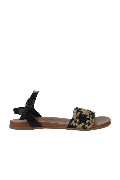 Bueno Shoes Black Leather Women's Sandals 01Wu4250