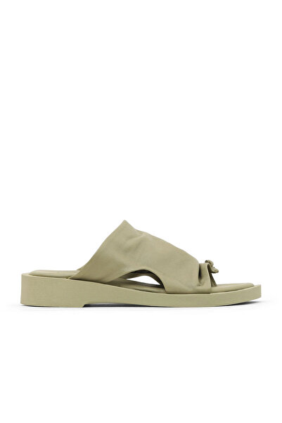 Bueno Shoes Papuci plati de damă din piele kaki 01wy2910