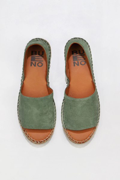 Bueno Shoes Πράσινα σουέτ γυναικεία παπούτσια εσπαντρίγιες 01wq2413
