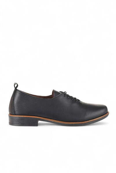 Bueno Shoes حذاء نسائي من الجلد الأسود بكعب منخفض 01wd3804