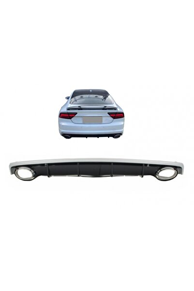 tuningset Difuzor bară spate cu ornamente de eșapament, compatibil cu Audi A7...