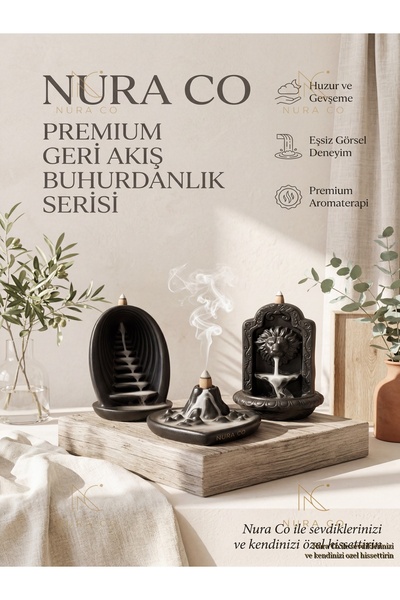 NURA CO 3’lü Dekoratif Tütsülük Seti Backflow Şelale Efektli Modern Tütsü Dekoru