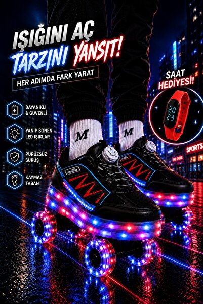 MUGGO حذاء رياضي للأطفال من SKATE مزود بعجلات مضيئة