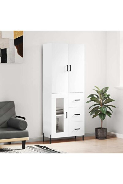 Concept Dulap înalt, alb, 69,5x34x180 cm, lemn compozit