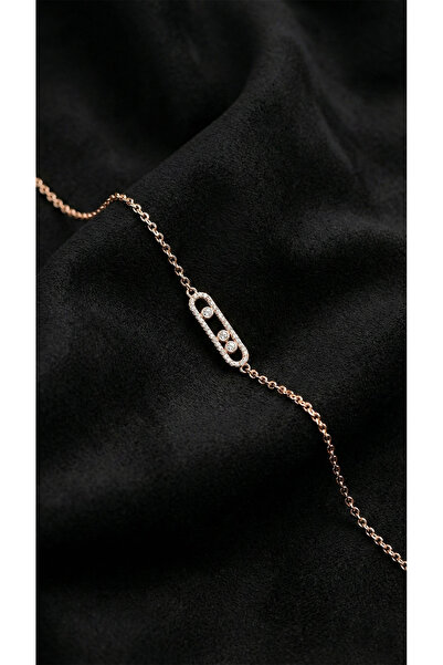 Roza Silver 925 Ayar Zirkon Taşlı Rose Özel Tasarım Gümüş Bileklik
