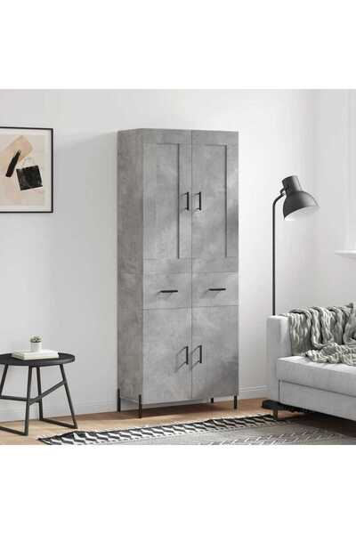 Concept Dulap înalt, gri beton, 69,5x34x180, lemn compozit