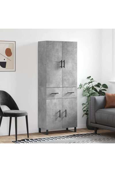 Concept Dulap înalt, gri beton, 69,5x34x180, lemn compozit