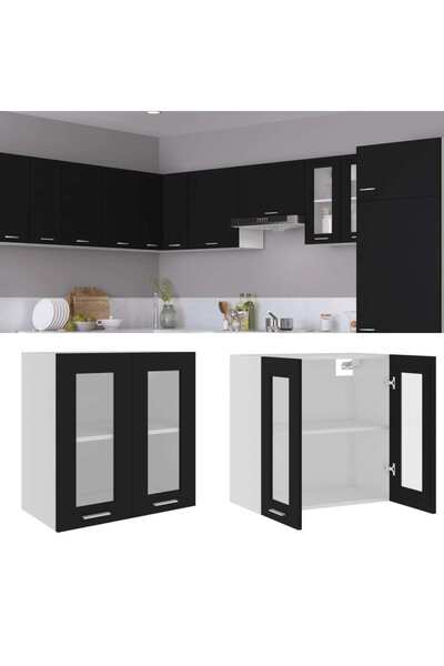 Concept Dulap suspendat din sticlă, negru, 60 x 31 x 60 cm, PAL