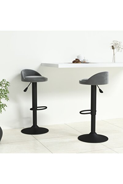 Concept Scaune de bar, 2 buc., gri închis, catifea