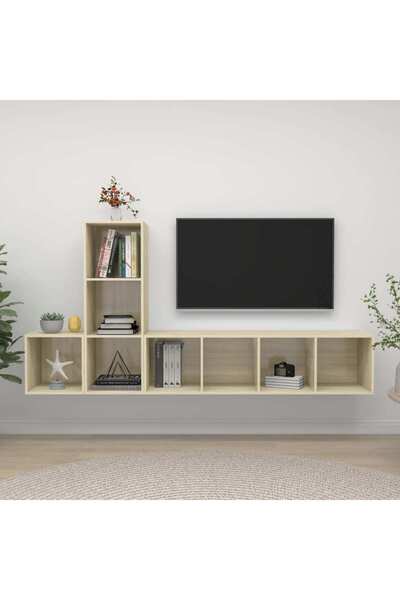 Concept Set dulap TV, 3 piese, stejar Sonoma, PAL