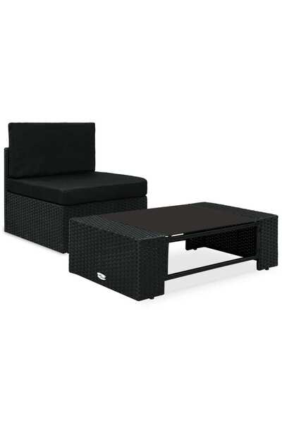 Concept Set mobilier de grădină, 2 piese, negru, poliratan