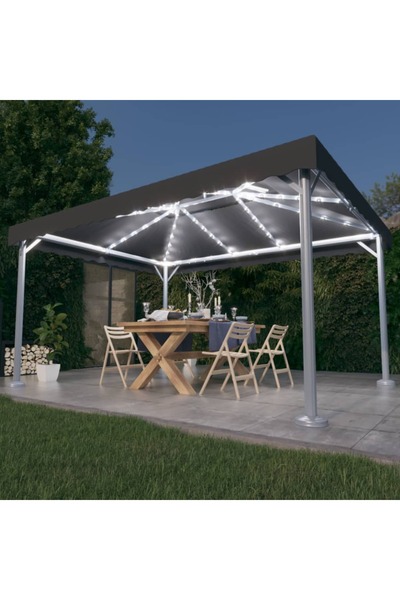 Concept Pavilion cu perdele& lumini LED,antracit,400x300cm aluminiu