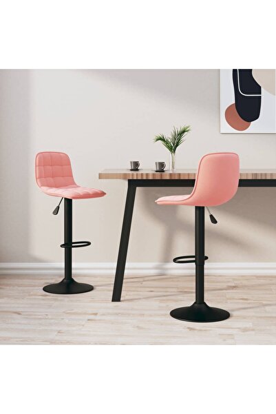 Concept Scaune de bar, 2 buc., roz, catifea