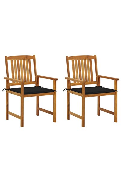 Concept Director's chairs with cushions, 2 pcs., solid acacia wood