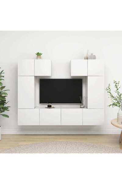 Concept Set dulapuri TV, 6 piese, alb, PAL