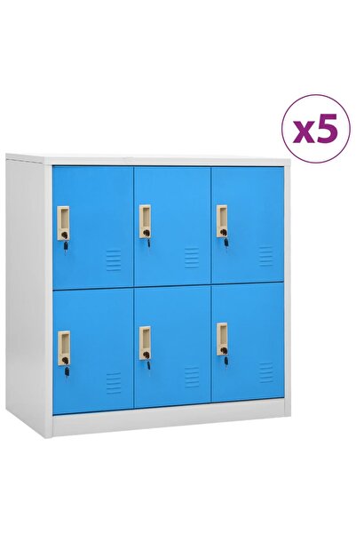 Concept Dulapuri vestiar 5 buc. gri deschis/albastru 90x45x92,5 cm oțel