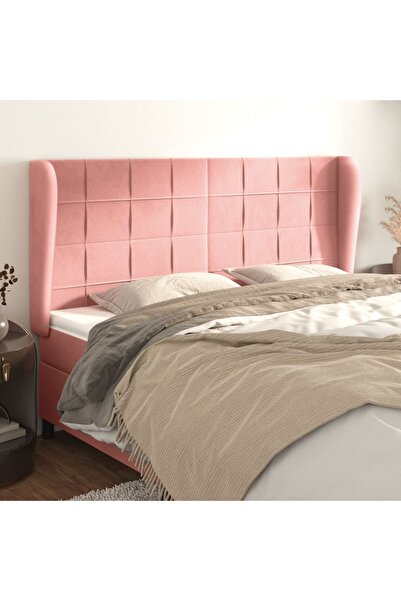Concept Tăblie de pat cu aripioare, roz, 163x23x118/128 cm, catifea