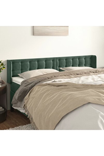 Concept Tăblie de pat cu aripioare verde închis 203x16x78/88 cm catifea