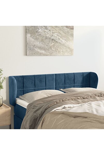 Concept Tăblie pat cu aripioare albastru închis 147x23x78/88 cm catifea