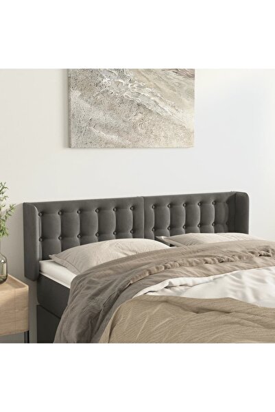 Concept Tăblie de pat cu aripioare gri închis 147x16x78/88 cm catifea