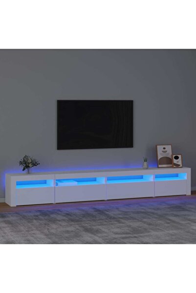 Concept Comodă TV cu lumini LED, alb, 270x35x40 cm