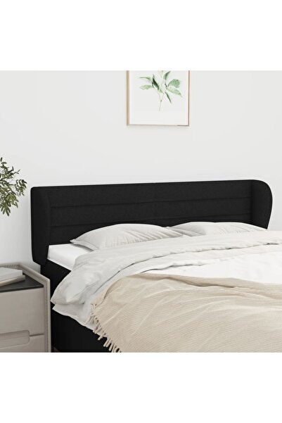 Concept Tăblie de pat cu aripioare negru 147x23x78/88 cm textil