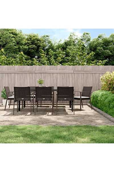 Concept Set mobilier de grădină cu perne, 9 piese, poliratan și oțel