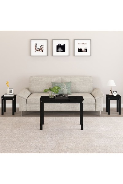 Concept Mese suprapuse, 3 buc., negru, lemn masiv de pin