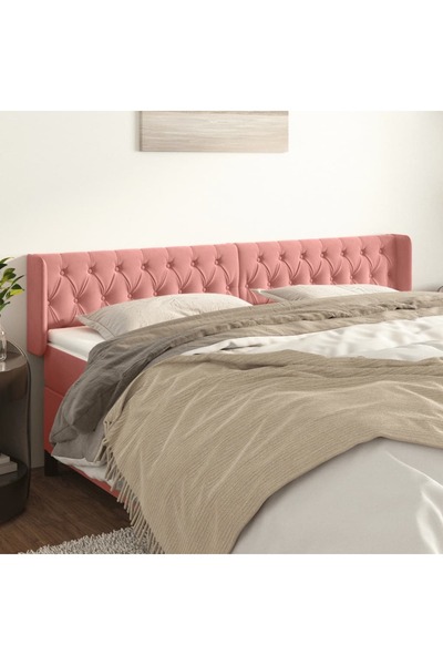 Concept Tăblie de pat cu aripioare roz 183x16x78/88 cm catifea