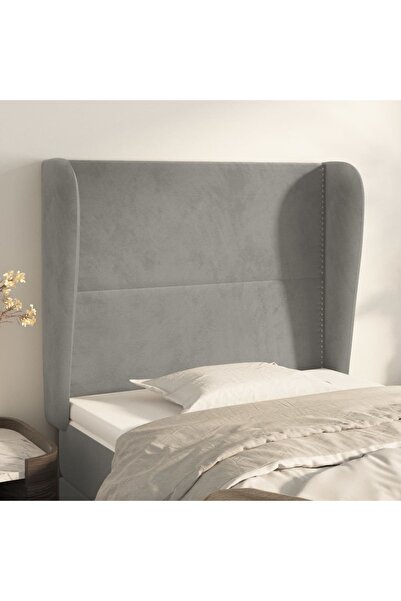Concept Tăblie de pat cu aripioare gri deschis 103x23x118/128cm catifea