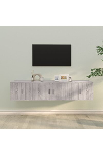 Concept Set dulap TV, 3 piese, gri sonoma, lemn prelucrat