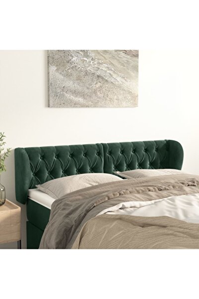 Concept Tăblie de pat cu aripioare verde închis 163x23x78/88 cm catifea