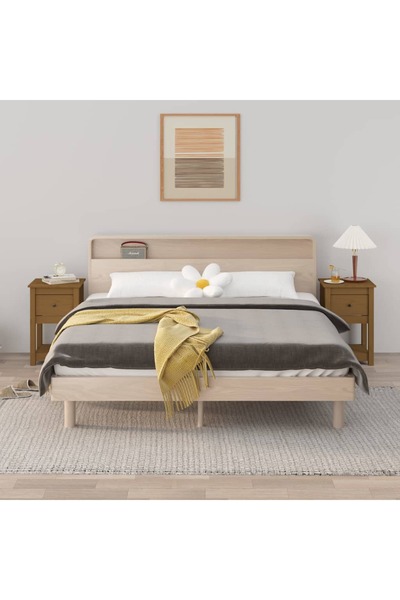 Concept Noptiere, 2 buc, maro miere, 40x35x61,5 cm, lemn masiv de pin