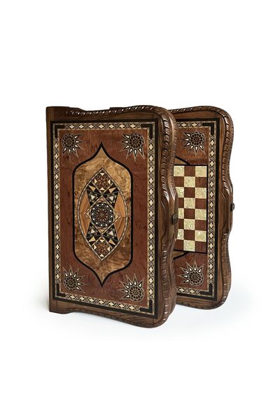 Helena Wood Art Queen Oymalı Masif Ahşap Tavla Rose