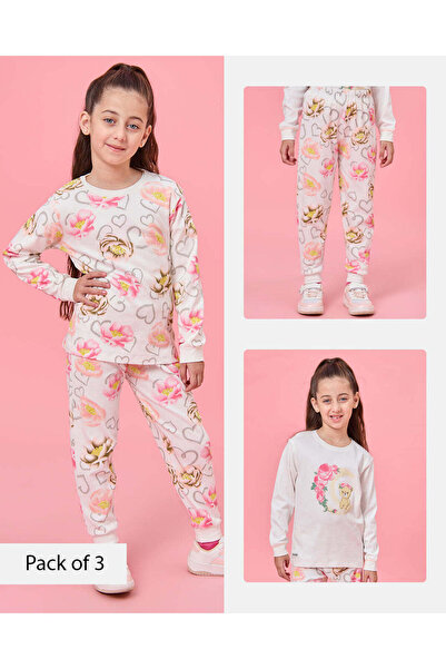 REDTAG Girls White Printed Jogger Set (2 Piece)