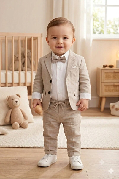 baby kids colors erkek çocuk flamlı keten salaş ceketli takım elbise / gömlek...