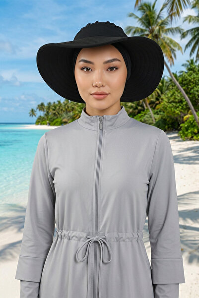 Aisha's Design Çıkarılabilir Arkası Fiyonklu Şapkalı Tesettür (Deniz,Havuz) Y...