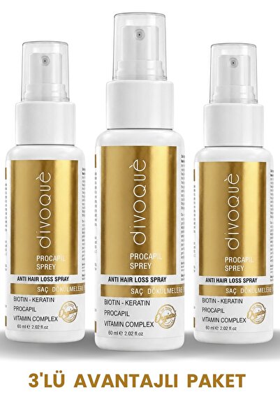 DIVOQUE Yoğun Dökülme Karşıtı Procapil Sprey 60 ml x 3 Adet - Biotin & Kerati...