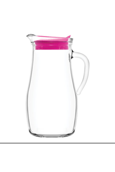 LAV Misket Cam Sürahi Tekli 1,8 L Kulplu Pembe Plastik Kapaklı